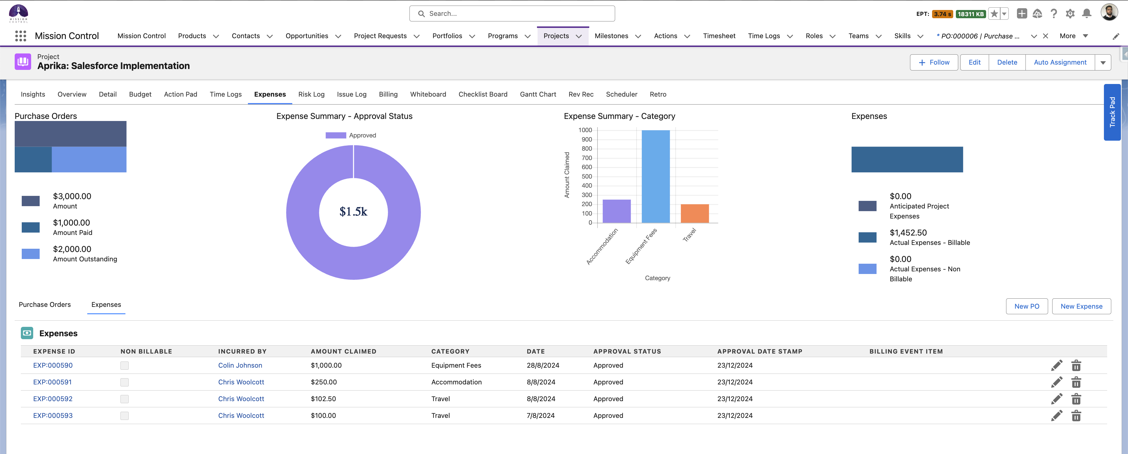 Project Overview - Expenses Tab