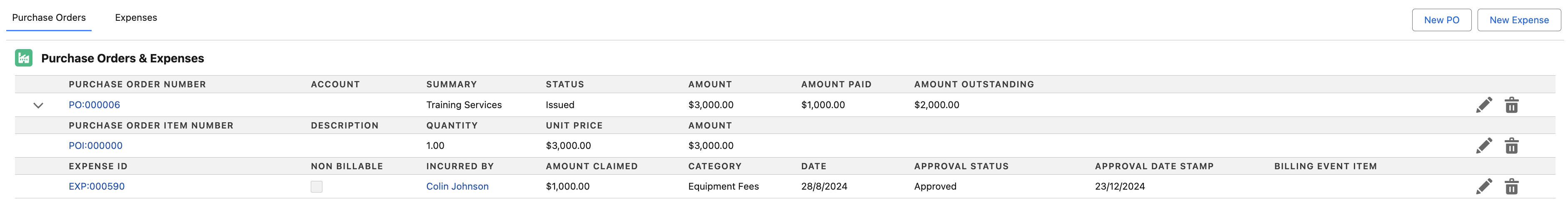 Project Overview - Expenses Tab