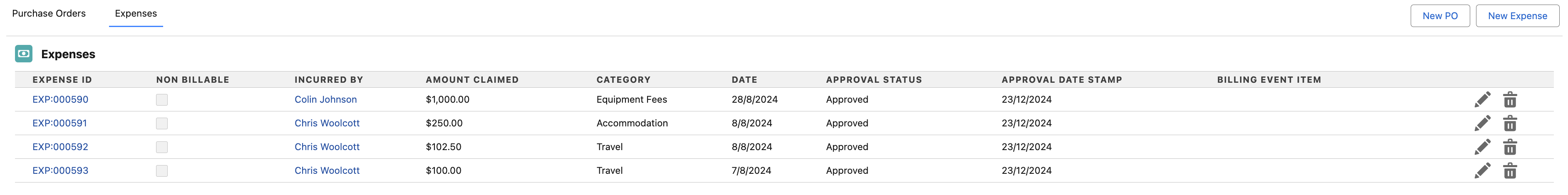 Project Overview - Expenses Tab