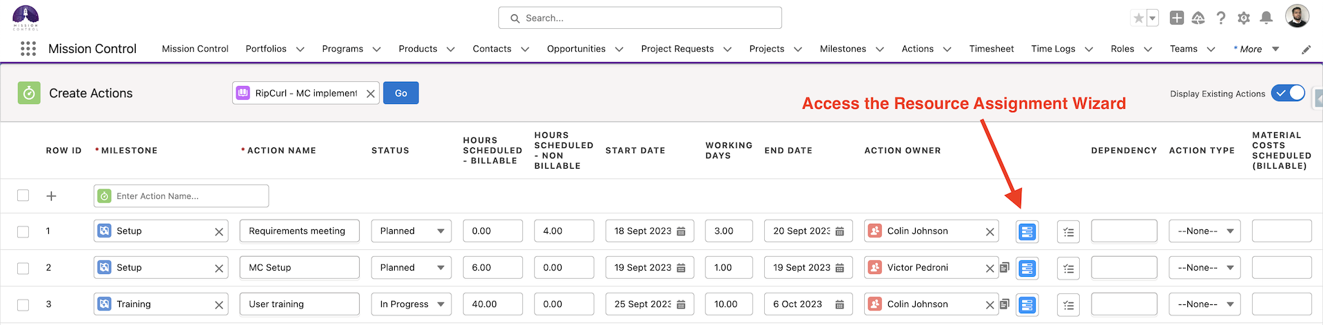 Resource Assignment Wizard