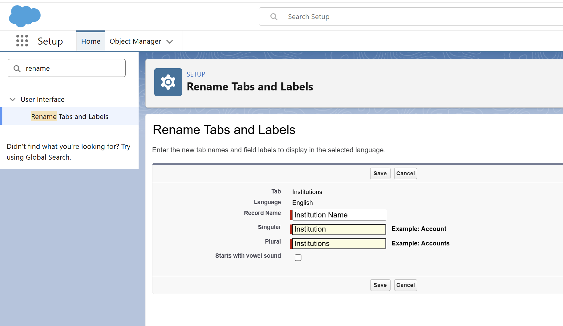 Customising Mission Control Field Labels Using Translation Workbench